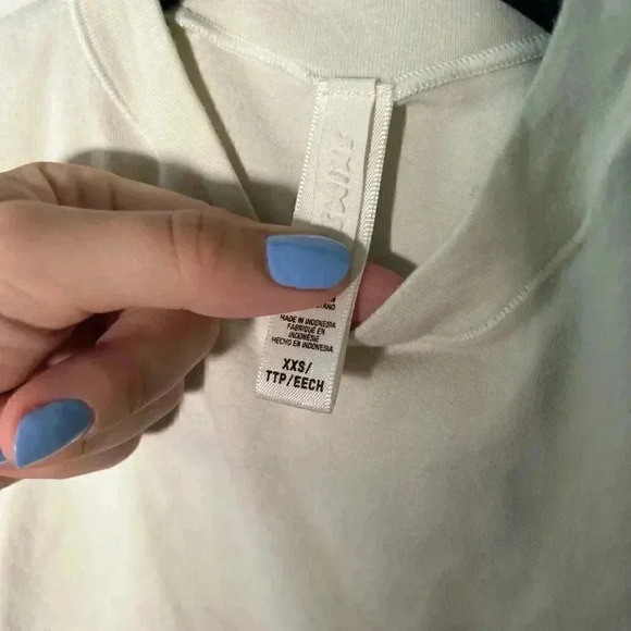 Skims Off-White Cotton Jersey Mock Neck  Tank Top XXS - Picture 4 of 5